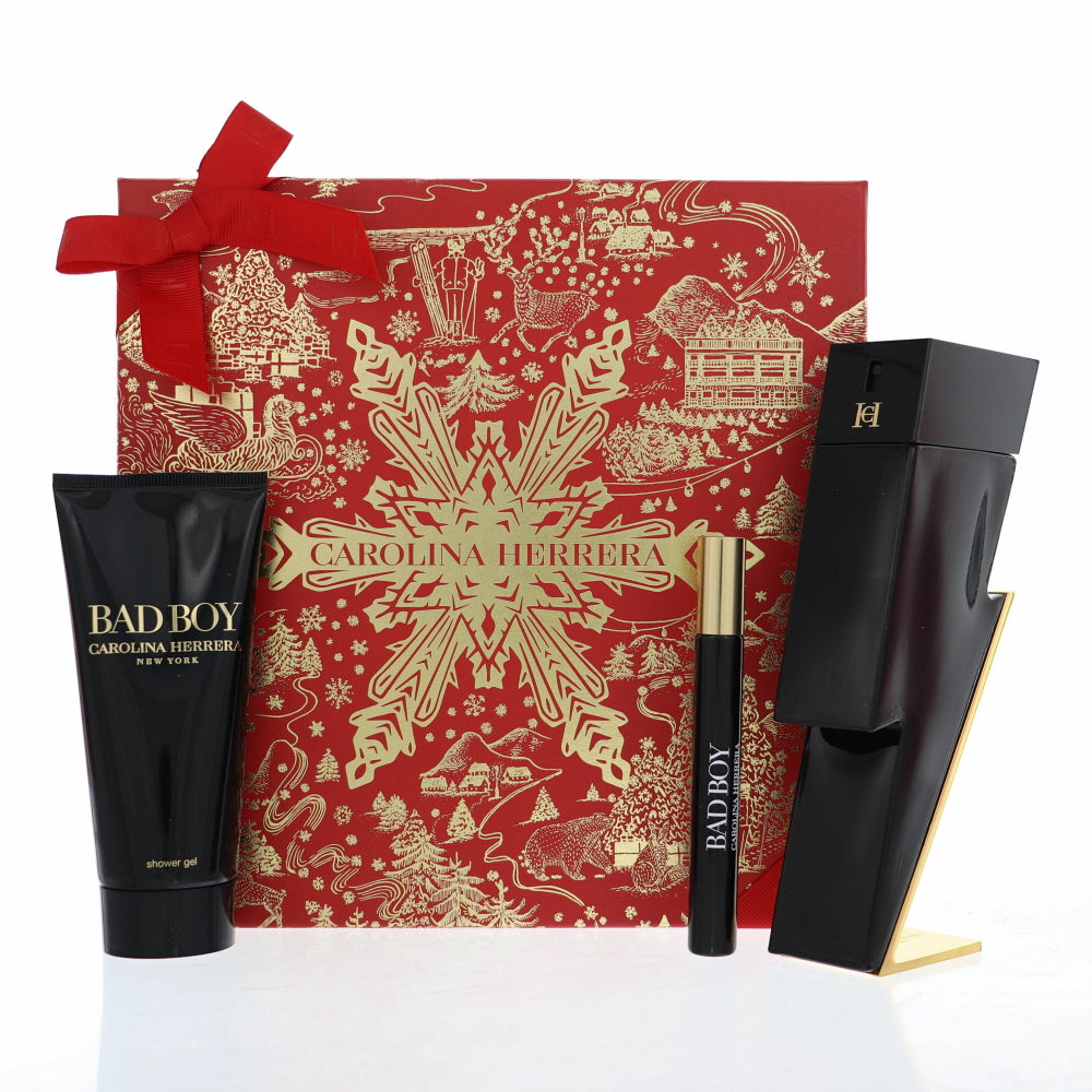 Carolina Herrera Ch Bad Boy 3 Pc Set Eau De Toilette Spray 3.4, Bl 3.4, Spray 0.34 Oz Cologne