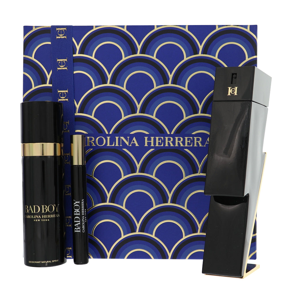 Bad Boy By Carolina Herrera 3 Piece Gift Set - 3.4 Oz Eau De Toilette Spray, 0.34 Oz Eau De Toilette Spray, 3.4 Oz Deodorant Spray For Men In Gift Set