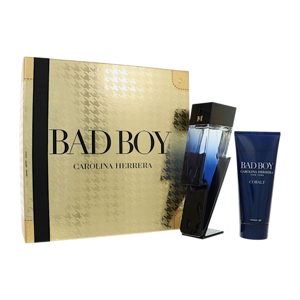 Bad Boy Cobalt by Carolina Herrera 3.4 Oz Eau De Parfum Shower Gel Gift Set for Men