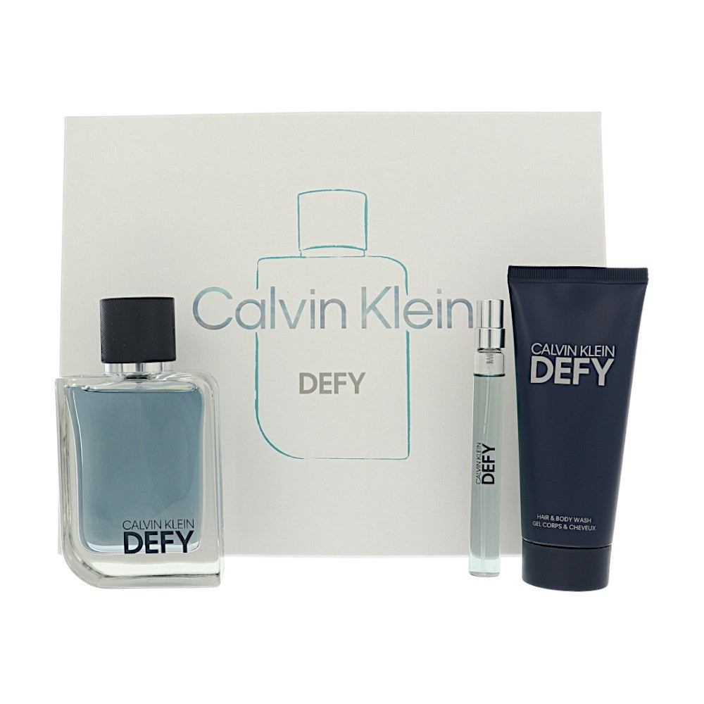 Defy by Calvin Klein 3.3 Oz Eau De Toilette Gift Set for Men