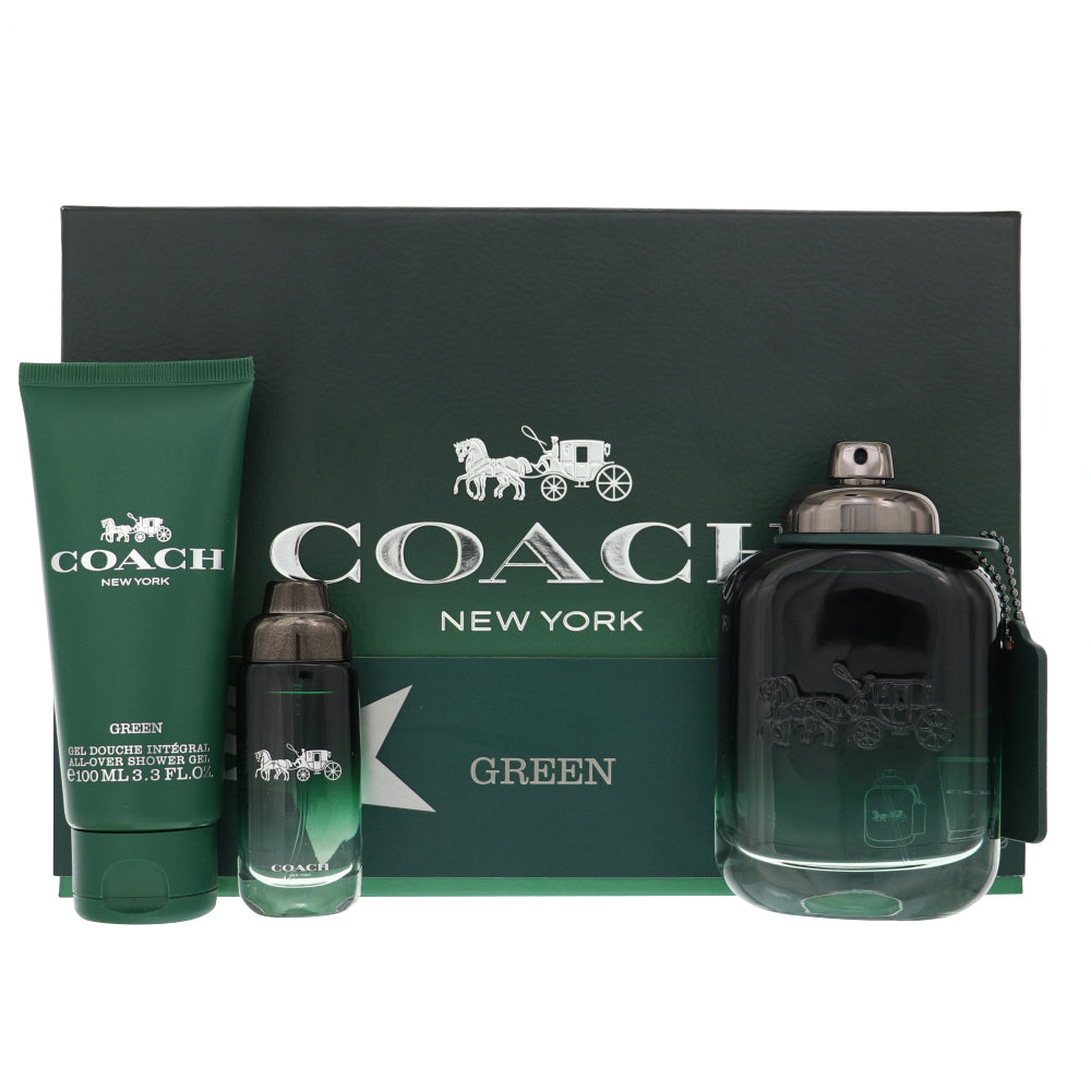 Coach Green 3 Pc Set EDT Spray 3.4, Sg 3.4, Spray 0.5 Oz Cologne by Coach for Men