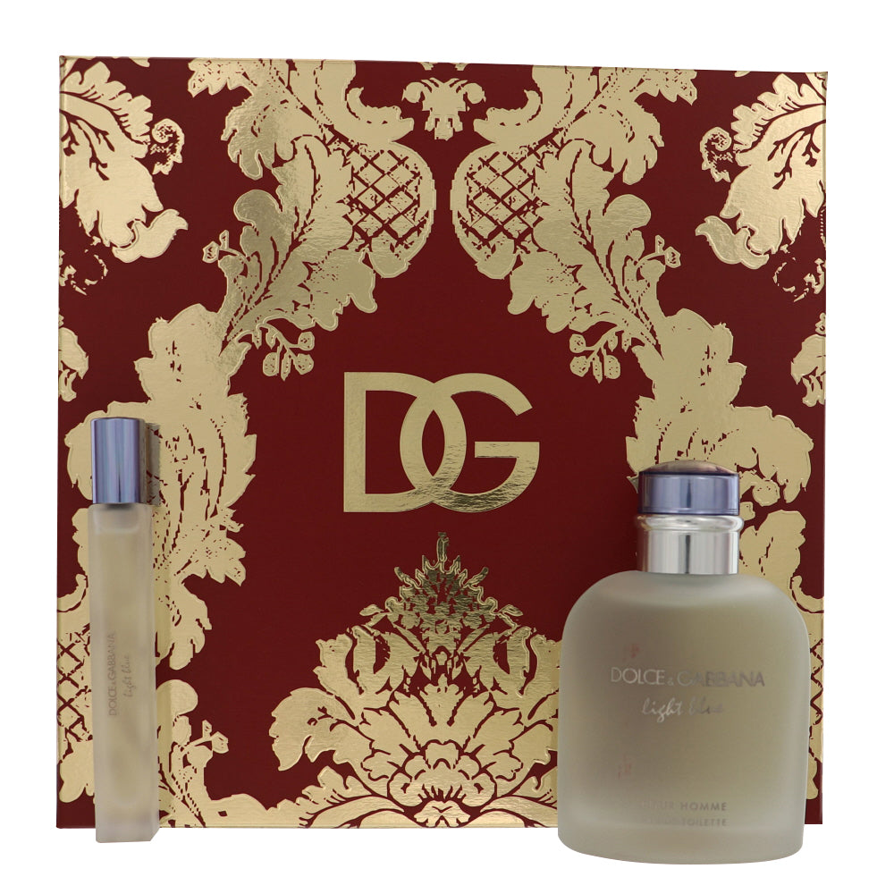 D & G Light Blue By Dolce & Gabbana Cologne 2 Piece Gift Set - 4.2 Oz Edt Spray, 0.33 Oz Edt Spray For Men - Gift Set