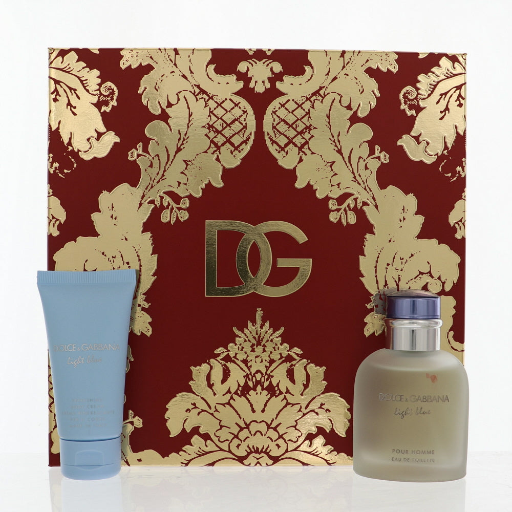 D & G Light Blue By Dolce & Gabbana 2 Piece Gift Set - 2.5 Oz Eau De Toilette Spray, 1.7 Oz Refreshing Body Cream For Men In Gift Set