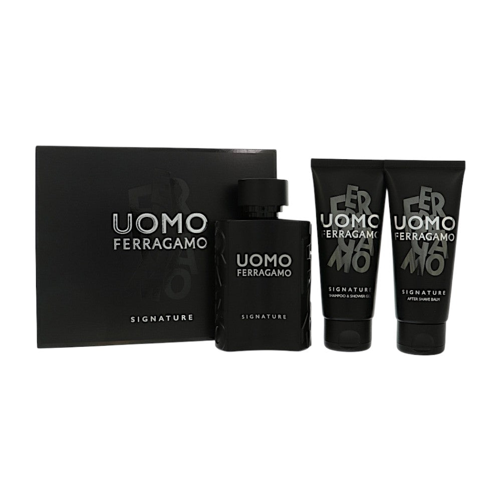 Uomo Signature by Salvatore Ferragamo 3.4 Oz Eau De Parfum After Shave Gift Set for Men