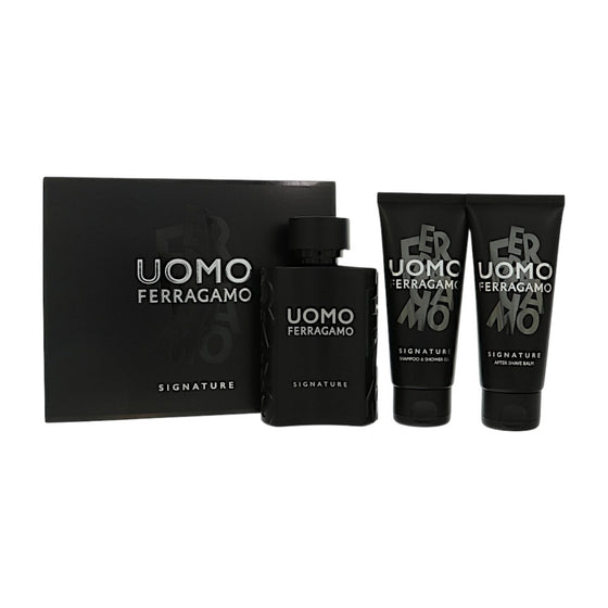 Uomo Signature by Salvatore Ferragamo 3.4 Oz Eau De Parfum After Shave Gift Set for Men