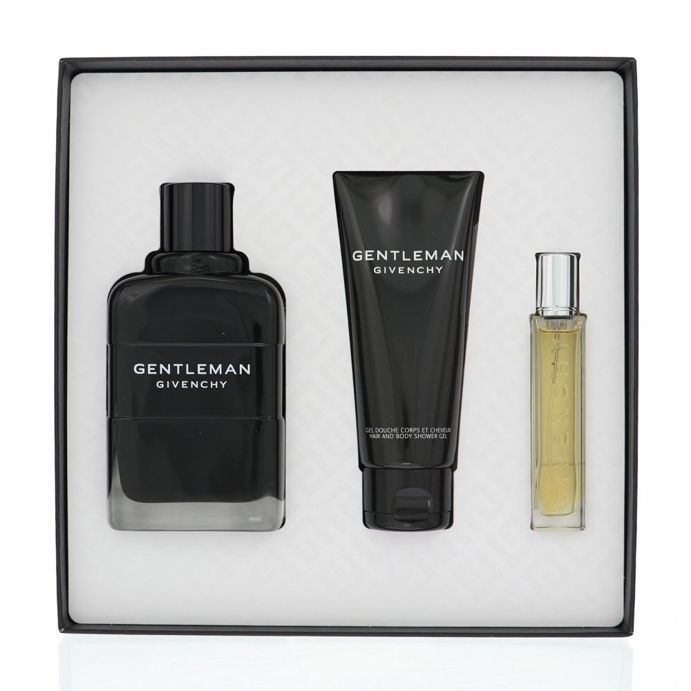 Gentleman Givenchy By Givenchy Cologne 3 Piece Gift Set - 3.3 Oz Eau De Parfum Spray, 0.42 Oz Eau De Parfum Travel Spray, 2.5 Oz Hair & Body Shower Gel For Men - Gift Set