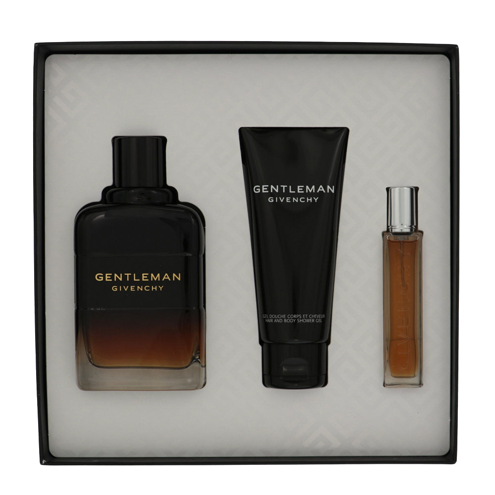 Gentlemen Reserve Privee By Givenchy Cologne 3 Piece Gift Set - 3.3 Oz Eau De Parfum Spray, 0.42 Oz Eau De Parfum Spray, 2.5 Oz Hair And Body Shower Gel For Men - Gift Set