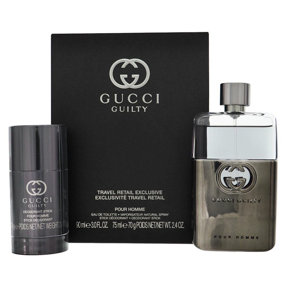 Gucci Guilty By Gucci Cologne 2 Piece Gift Set - 3.0 Oz Eau De Toilette Spray, 2.4 Oz Deodorant Stick For Men - Gift Set
