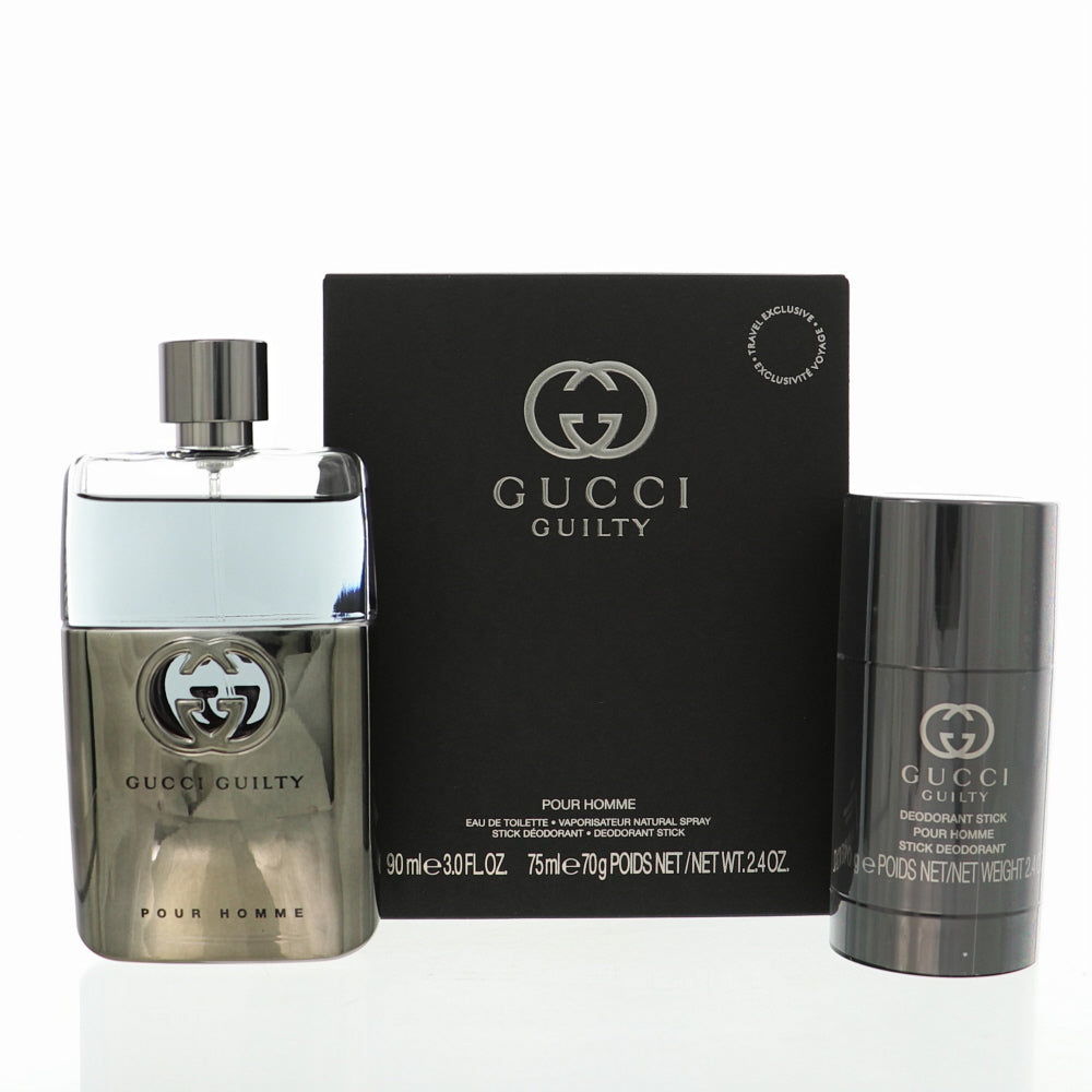 Gucci Guilty by Gucci Travel Set 2 Pcs for Men (3 Oz Eau De Toilette Sp & 2.4 Deo Stk)