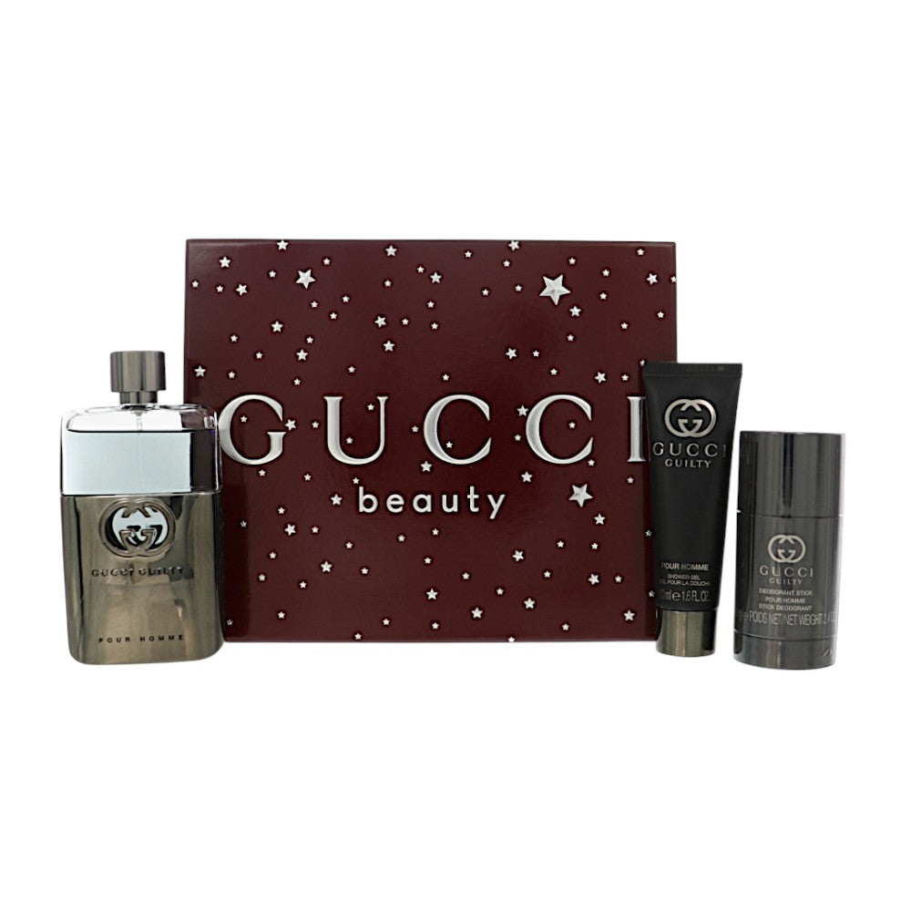 Gucci Guilty by Gucci 3 Oz Eau De Toilette Shower Gel Gift Set for Men