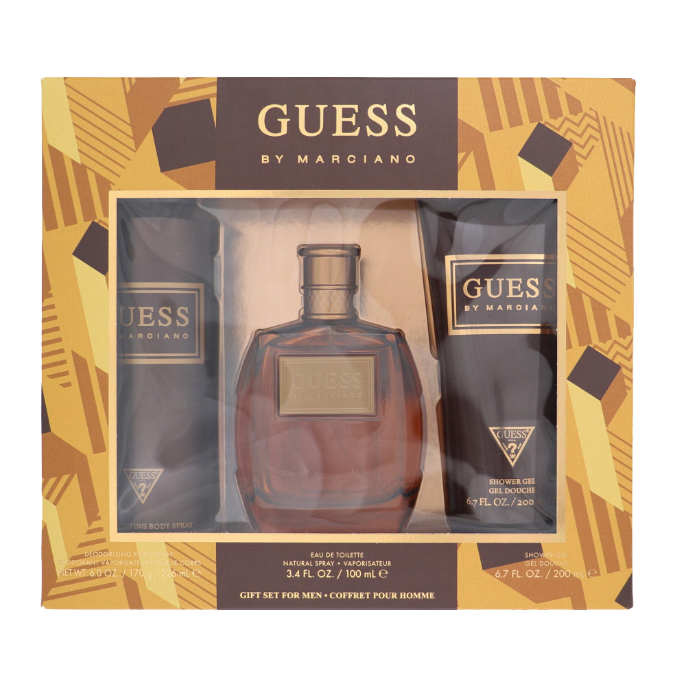 Guess Marciano By Guess Cologne 3 Piece Gift Set - 3.4 Oz Eau De Toilette Spray, 6.7 Oz Shower Gel, 6.0 Oz Deodorizing Body Spray For Men - Gift Set