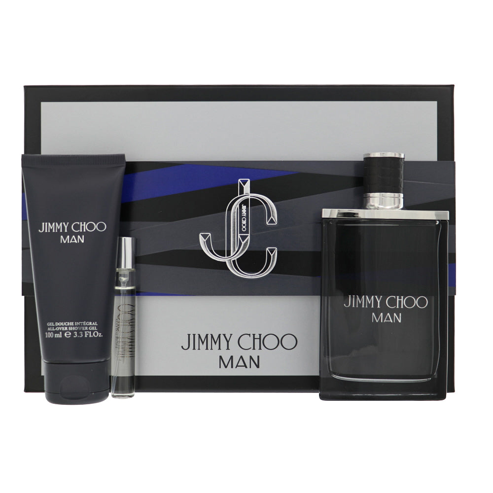 Jimmy Choo Man By Jimmy Choo 3 Piece Gift Set - 3.3 Oz Eau De Toilette Spray, 0.25 Oz Eau De Toilette Spray, 3.3 Oz All - Over Shower Gel For Men In Gift Set