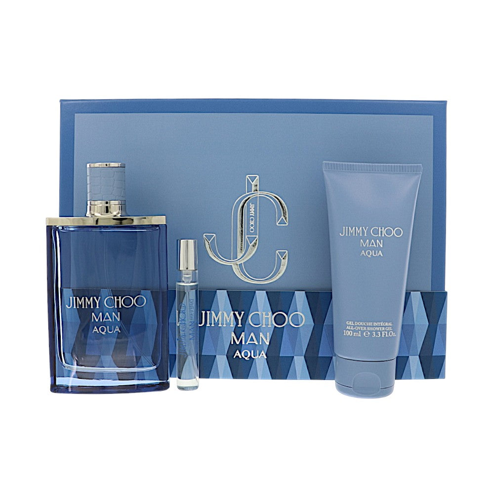 Jimmy Choo Man Aqua by Jimmy Choo 3.3 Oz Eau De Toilette Shower Gel Gift Set for Men
