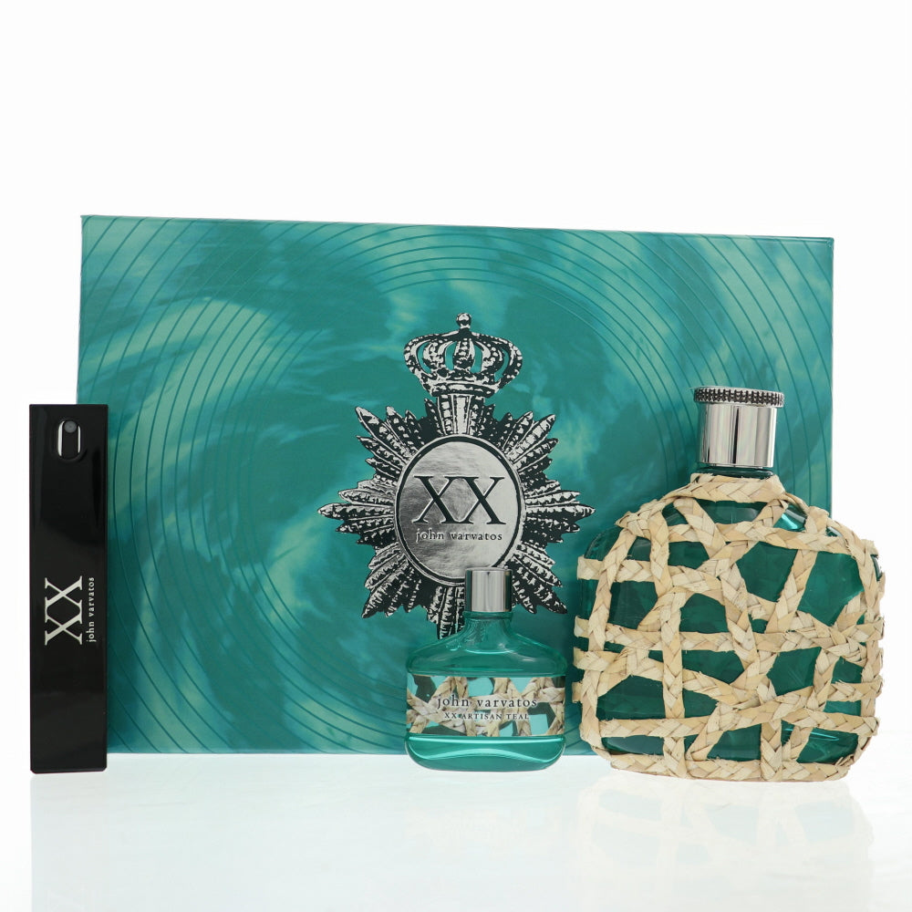 John Varvatos Xx Artisan Teal By John Varvatos 3 Piece Gift Set - 4.2 Oz Eau De Toilette Spray, 0.57 Oz Eau De Toilette Spray, 0.50 Oz Eau De Toilette Splash For Men In Gift Set