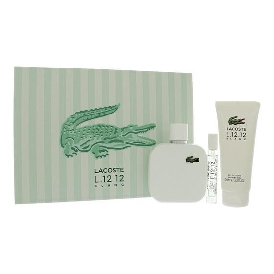 L.12.12 Blanc by Lacoste 3.3 Oz Eau De Toilette Gift Set for Men