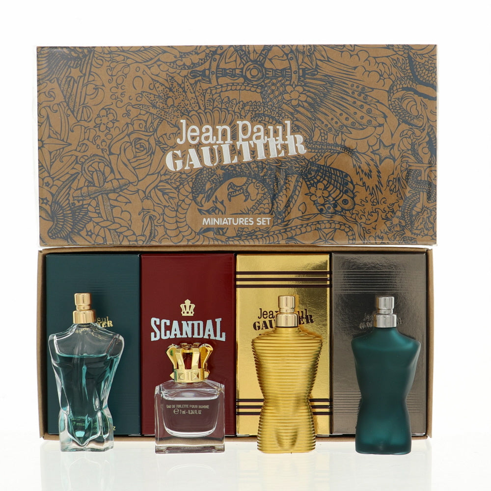Jean Paul Gaultier By Jean Paul Gaultier Cologne 4 Piece Gift Set - 0.24 Oz Le Male Eau De Toilette Splash, 0.24 Oz Scandal Eau De Toilette Splash, 0.24 Oz Le Beau Eau De Toilette Splash, 0.24 Oz Le Male Elixir Eau De Toilette Splash For Men - Gift Set