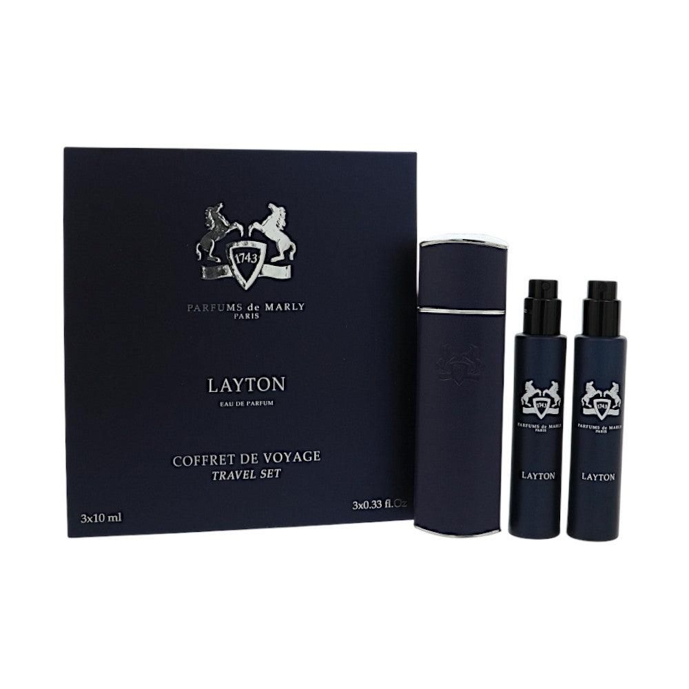 Layton Travel Set by Parfums De Marly 0.33 Oz Eau De Parfum Gift Set for Men