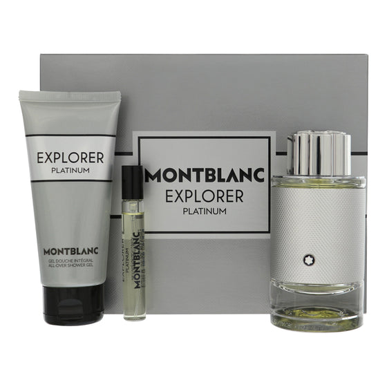 Mont Blanc Explorer Platinum by Mont Blanc 3.3 Oz Eau De Parfum Shower Gel Gift Set for Men