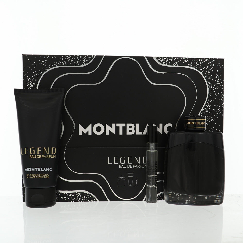 Mont Blanc Legend By Mont Blanc Cologne 3 Piece Gift Set - 3.3 Oz Edp Spray, 0.33 Oz Edp Spray, 3.3 Oz All - Over Shower Gel For Men - Gift Set