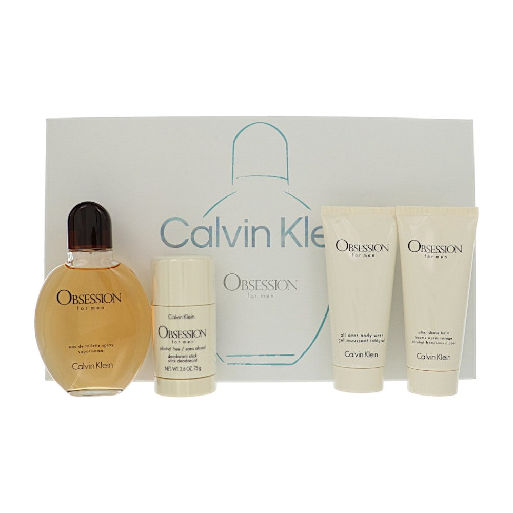 Obsession Asb / Deodorant Display Box by Calvin Klein 4.2 Oz Eau De Toilette Spray for Men 4 Pc Set