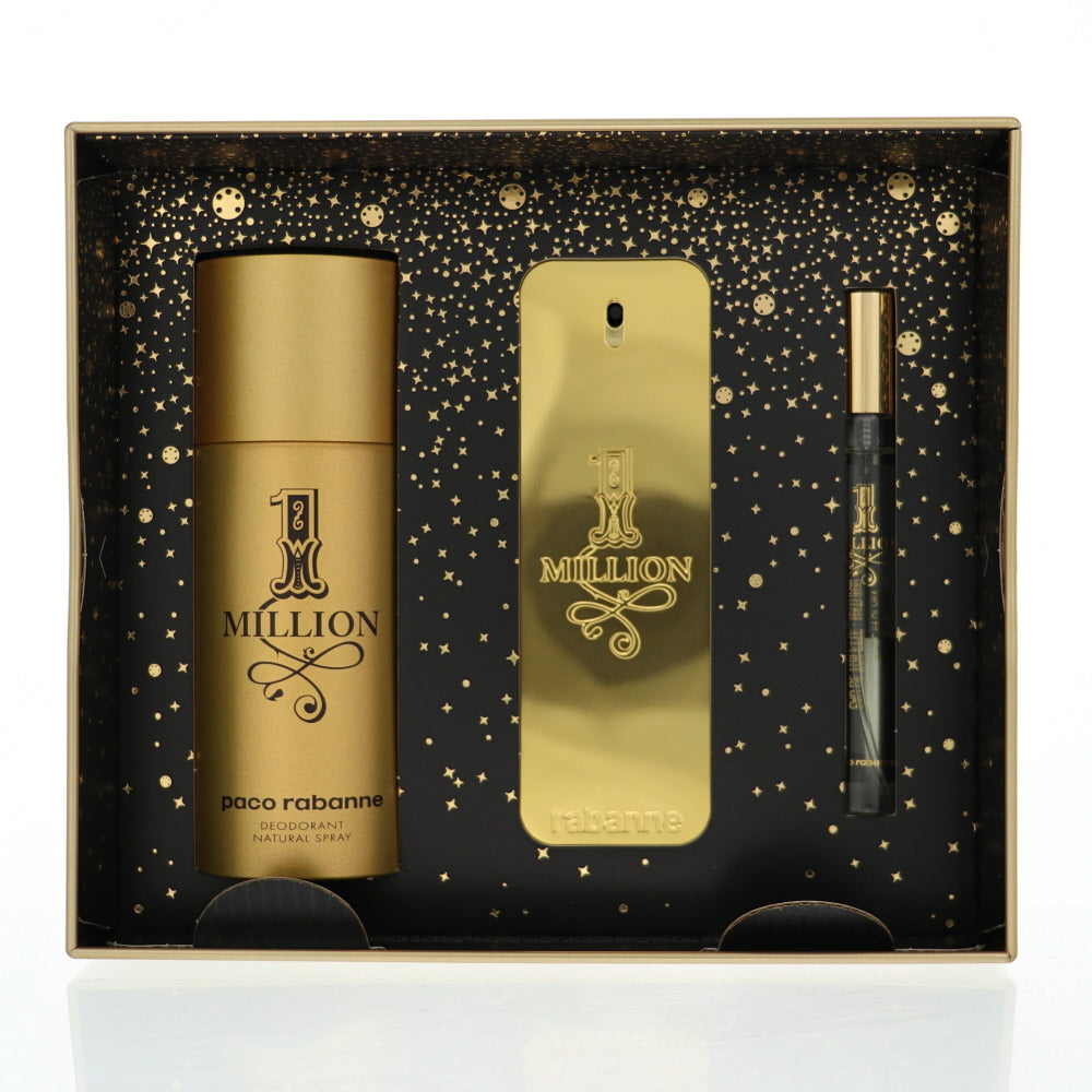 Paco Rabanne Paco Rabanne 1 Million 3 Pc Set Eau De Toilette Spray 3.4, Deo 5.1, Spray 0.34 Oz Cologne