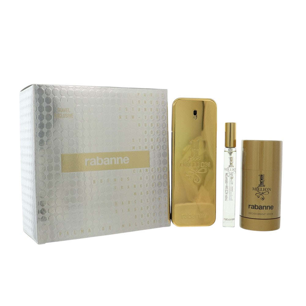 Paco Rabanne 1 Million by Paco Rabanne 3.4 Oz Eau De Toilette Deodorant Gift Set for Men