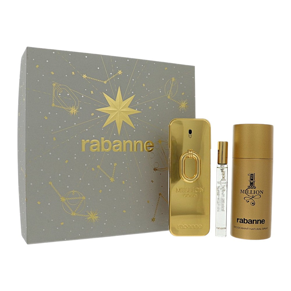 Paco Rabanne 1 Million Gold Intense by Paco Rabanne 3.4 Oz Eau De Parfum Deodorant Gift Set for Men