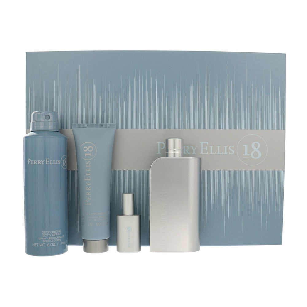 Perry Ellis 18 by Perry Ellis 3.4 Oz Eau De Toilette Body Spray Gift Set for Men