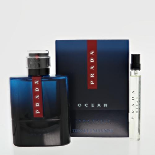 Luna Rossa Ocean By Prada Cologne 3.3 Oz Eau De Toilette Refillable Spray For Men - Gift Set