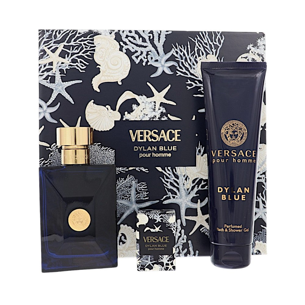 Versace Dylan Blue by Versace 3.4 Oz Eau De Toilette Shower Gel Gift Set for Men