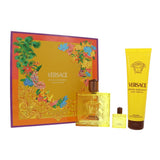 Eros Energy 3.4 / Display Box by Versace 5 Ml Eau De Parfum Spray for Men 3 Pc Set