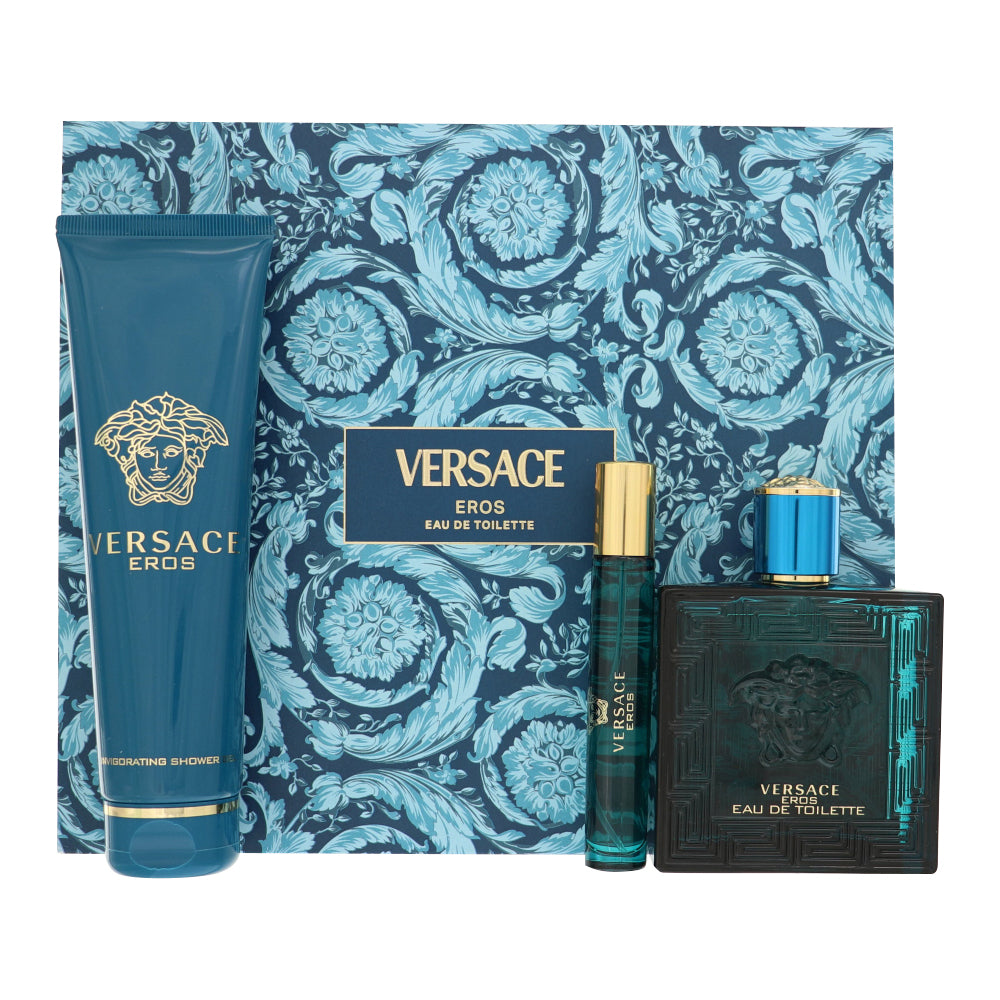 Versace Eros 3Pcset 3.4 Oz Eau De Toilette Spray / 5.0 S.Gel / 5Ml for Men