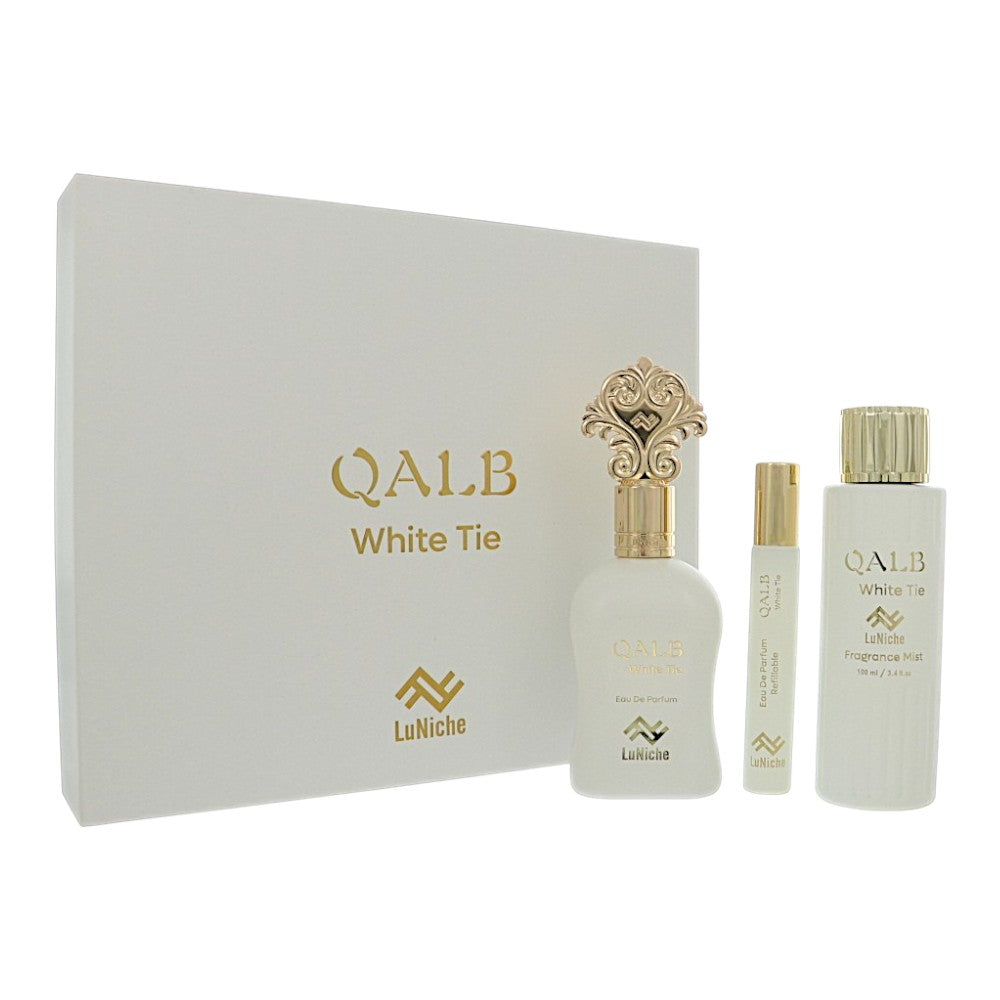 Qalb White Tie by Luniche 3.4 Oz Eau De Parfum Gift Set for Unisex