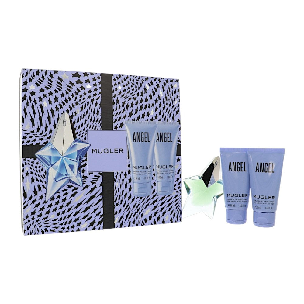 Angel by Thierry Mugler 0.8 Oz Eau De Parfum Body Lotion Gift Set for Women