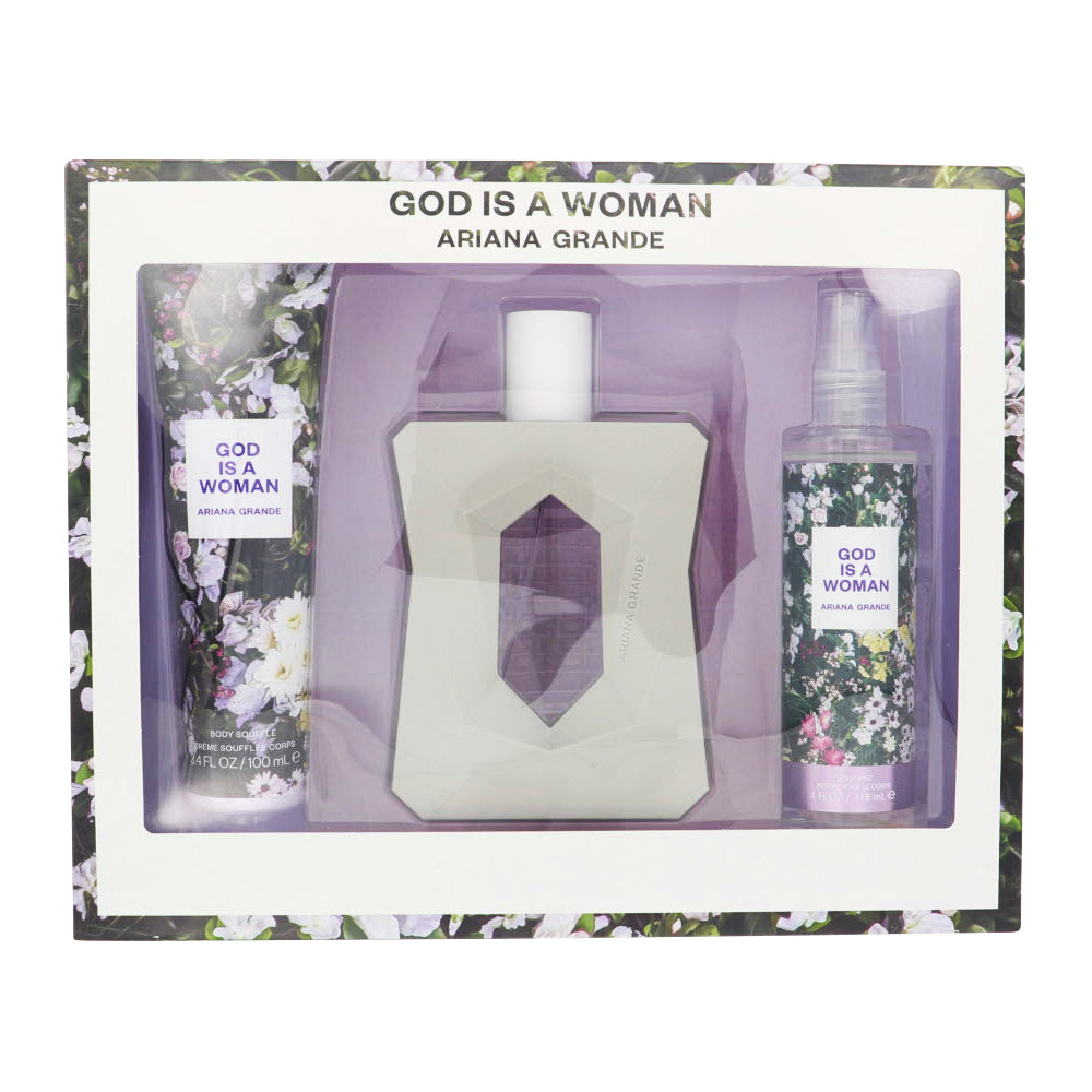 Ariana Grande God Is A Woman 3 Pc Set EDP Spray 3.4, Bc 3.4, Bm 8.0 Oz Perfume by Arianagrande for Women