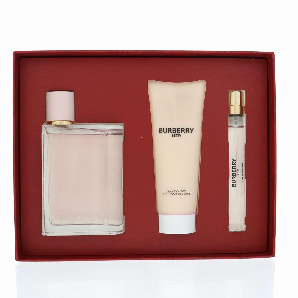 Burberry Her By Burberry 3 Piece Gift Set - 3.3 Oz Eau De Parfum Spray, 0.33 Oz Eau De Parfum Spray, 2.5 Oz Body Lotion For Women In Gift Set