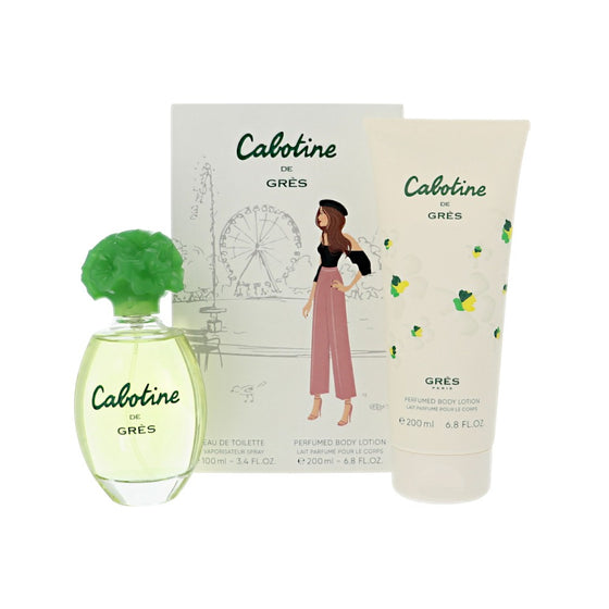 Cabotine by Parfums Gres 3.4 Oz Eau De Toilette Perfumed Body Lotion Gift Set for Women