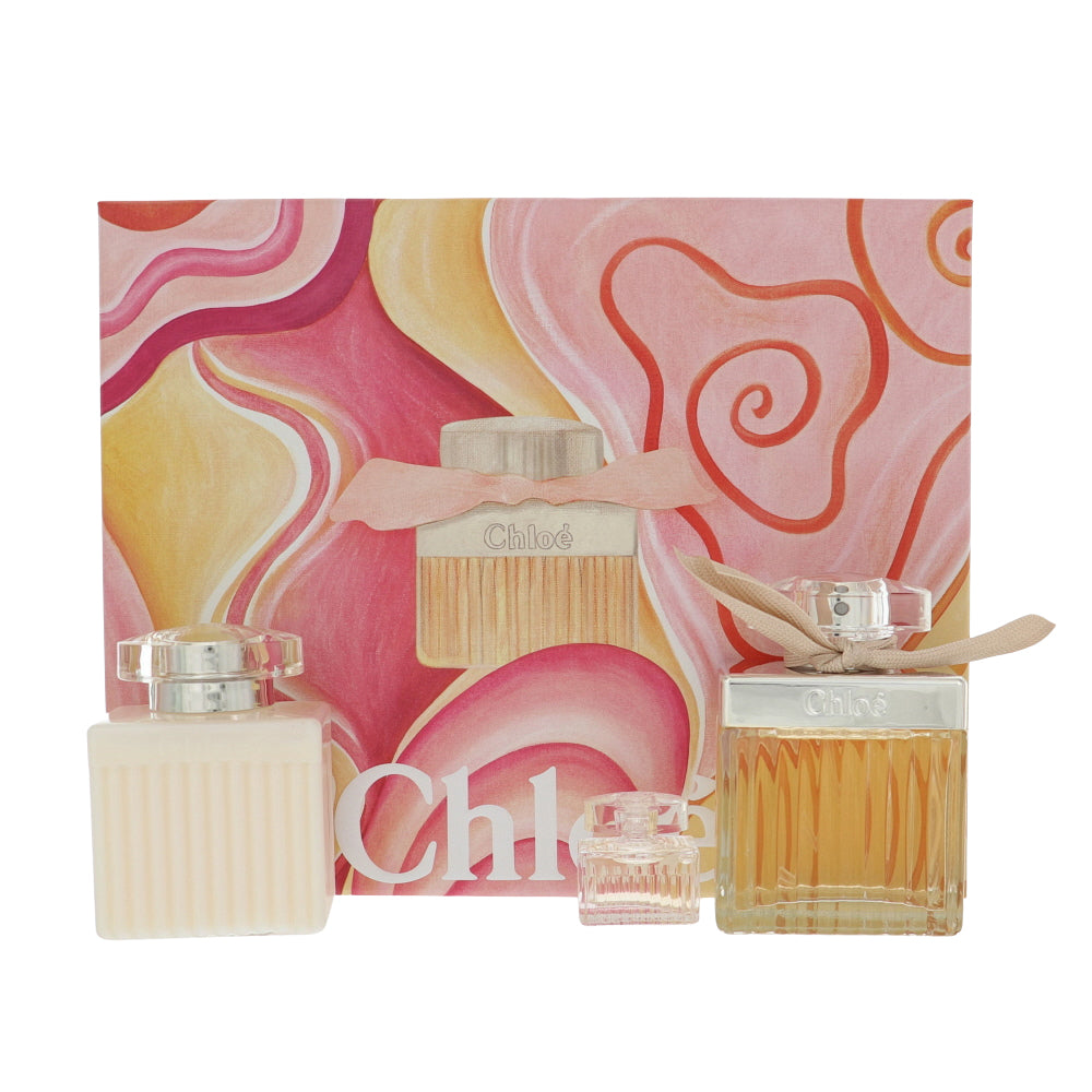 Chloe By Chloe Perfume 3 Piece Gift Set - 2.5 Oz Eau De Parfum Spray, 0.16 Oz Eau De Parfum Splash, 3.4 Oz Perfumed Body Lotion For Women - Gift Set