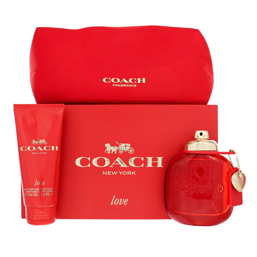 Coach Love By Coach 3 Piece Gift Set - 3.0 Oz Eau De Parfum Spray, 3.3 Oz Body Lotion,  Pouch For Women In Gift Set