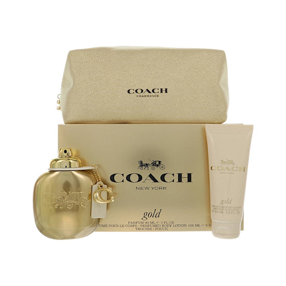 Coach Gold by Coach 3.0 Oz Eau De Parfum Body Lotion Gift Set for Women