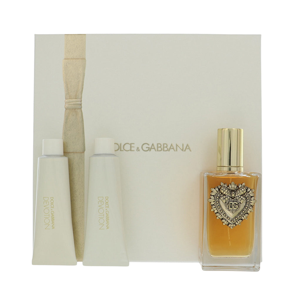 Devotion By Dolce & Gabbana Perfume 3 Piece Gift Set - 3.3 Oz Eau De Parfum Spray, 1.69 Oz Shower Gel, 1.69 Oz Body Lotion For Women - Gift Set