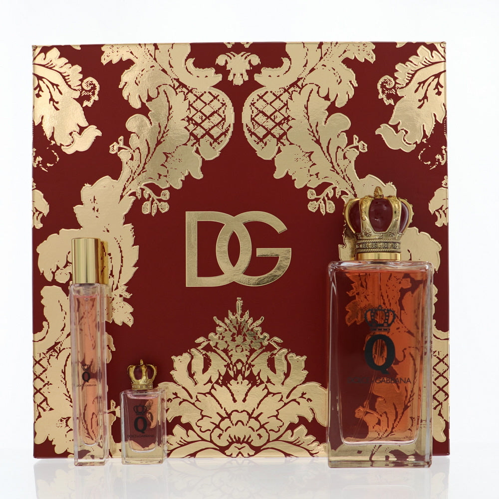D & G Q By Dolce & Gabbana 3 Piece Gift Set - 3.3 Oz Eau De Parfum Spray, 0.33 Oz Eau De Parfum Spray, 0.17 Oz Eau De Parfum Splash For Women In Gift Set