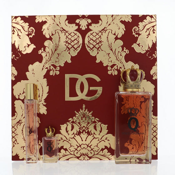 D & G Q By Dolce & Gabbana 3 Piece Gift Set - 3.3 Oz Eau De Parfum Spray, 0.33 Oz Eau De Parfum Spray, 0.17 Oz Eau De Parfum Splash For Women In Gift Set
