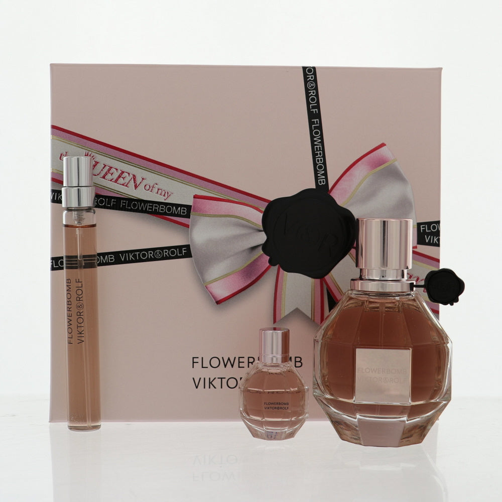 Flowerbomb By Viktor & Rolf 3 Piece Gift Set - 1.7 Oz Eau De Parfum Spray, 0.34 Oz Eau De Parfum Spray, 0.24 Oz Eau De Parfum Splash For Women In Gift Set