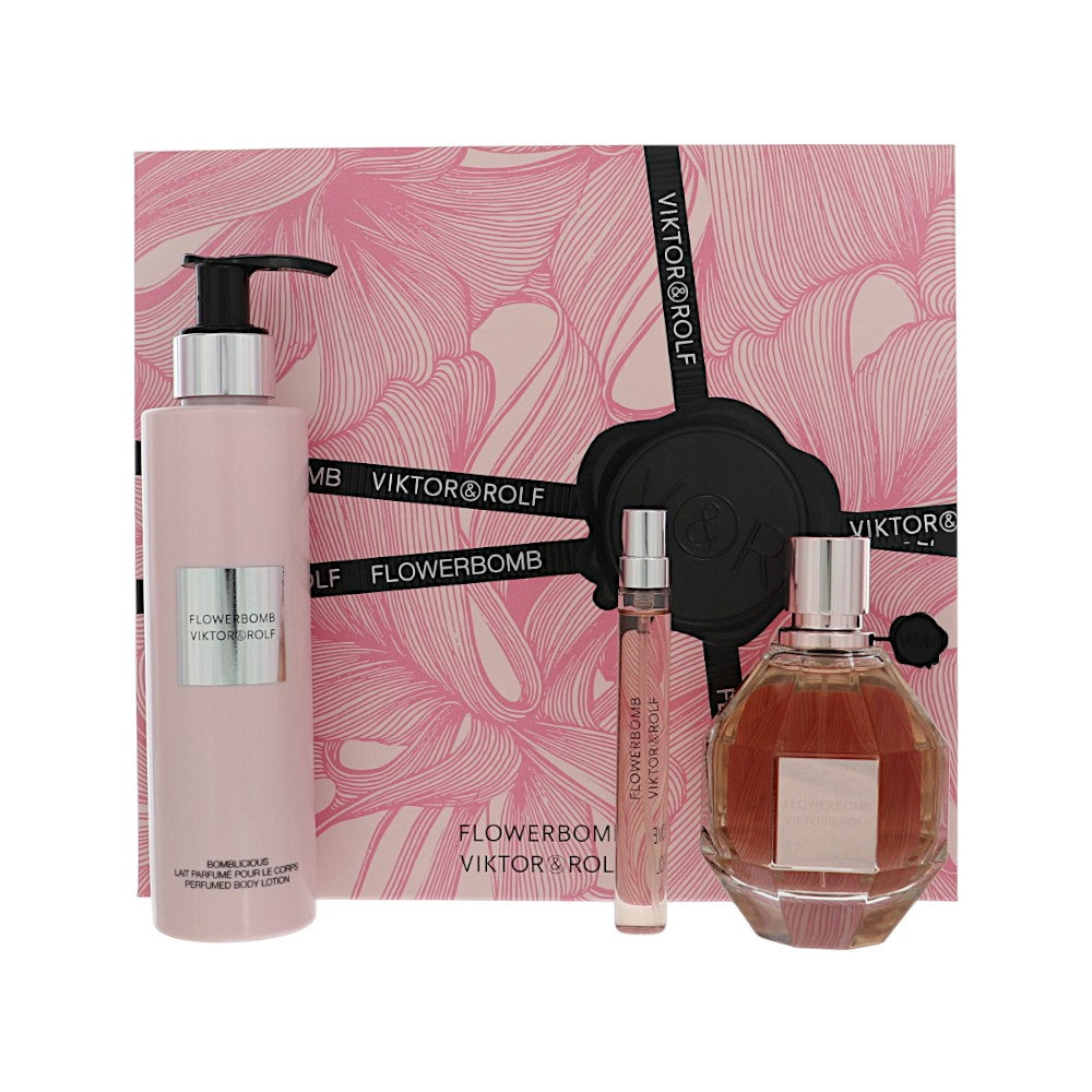 Flower Bomb by Viktor & Rolf 3.4 Oz Eau De Parfum Spray Gift Set for Women