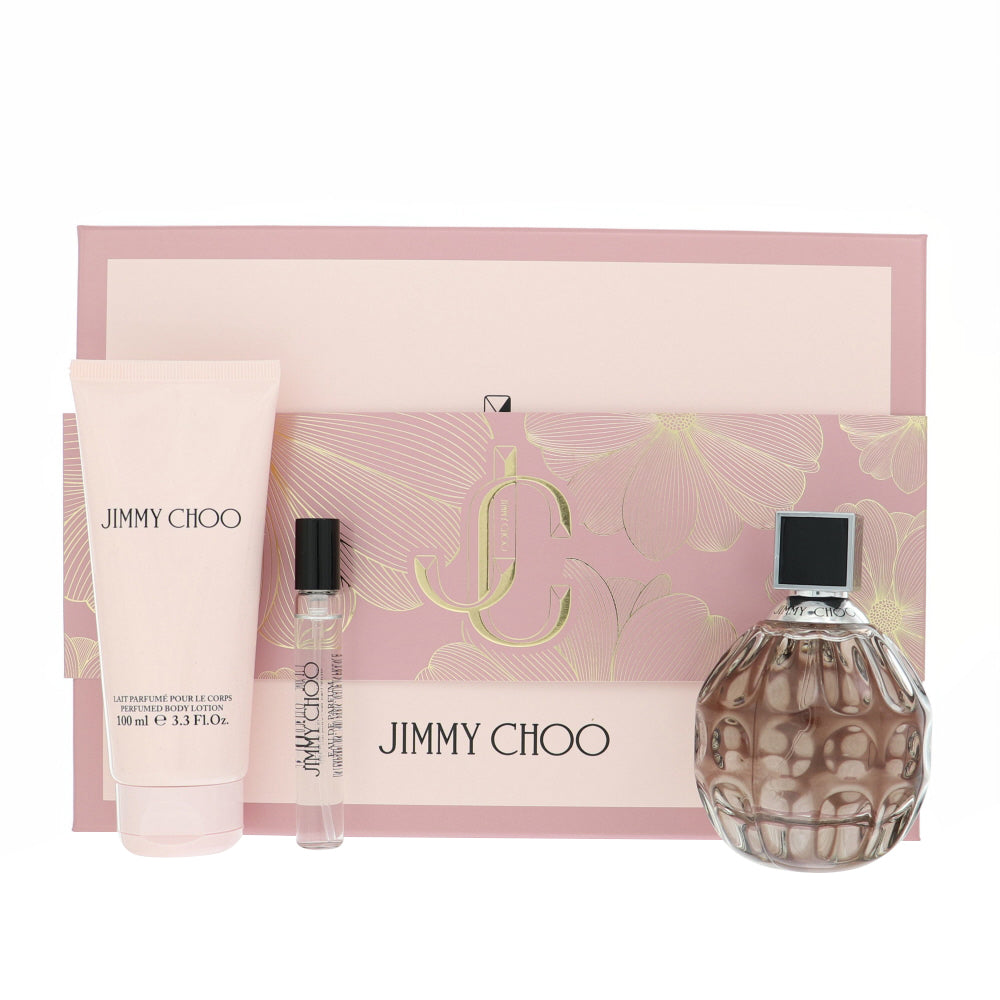 Jimmy Choo By Jimmy Choo Perfume 3 Piece Gift Set - 3.3 Oz Eau De Parfum Spray, 0.25 Oz Eau De Parfum Spray, 3.3 Oz Body Lotion For Women - Gift Set