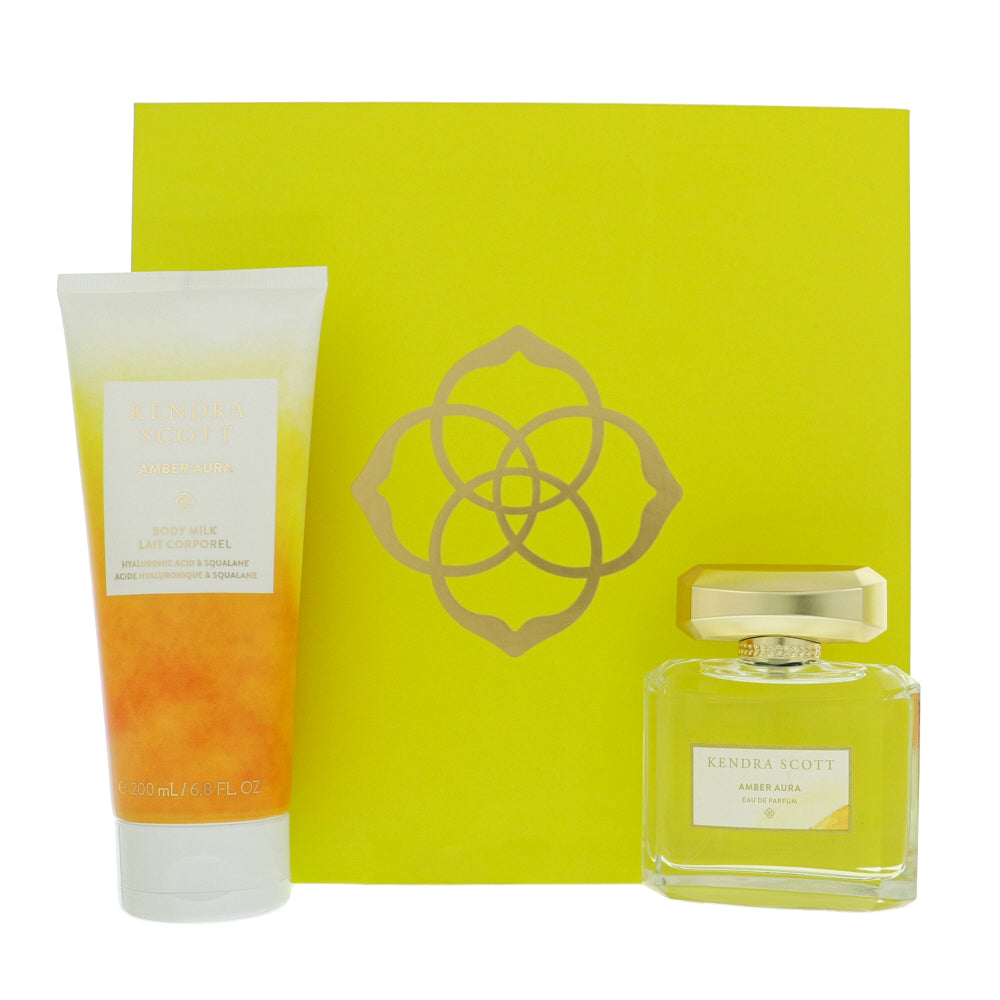 Amber Aura By Kendra Scott Perfume 2 Piece Gift Set - 2.5 Oz Eau De Parfum Spray, 6.8 Oz Body Milk For Women - Gift Set