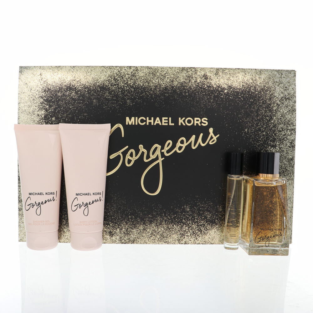 Michael Kors Gorgeous By Michael Kors Perfume 4 Piece Gift Set - 3.4 Oz Eau De Parfum Spray, 0.3 Oz Eau De Parfum Spray, 3.4 Oz Body Lotion, 3.4 Oz Shower Gel For Women - Gift Set