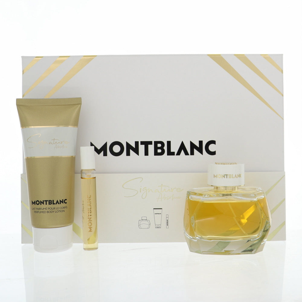 Mont Blanc Signature Absolue By Mont Blanc Perfume 3 Piece Gift Set - 3.0 Oz Eau De Parfum Spray, 0.25 Oz Eau De Parfum Spray, 3.3 Oz Body Lotion For Women - Gift Set