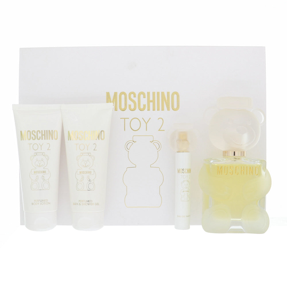 Moschino Toy 2 By Moschino 4 Piece Gift Set - 3.4 Oz Eau De Parfum Spray, 0.3 Oz Eau De Parfum Spray, 3.4 Oz Perfumed Bath & Shower Gel, 3.4 Oz Perfumed Body Lotion For Women In Gift Set